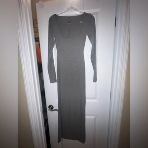 Skims Soft Lounge Long Sleeved Dress Gray
